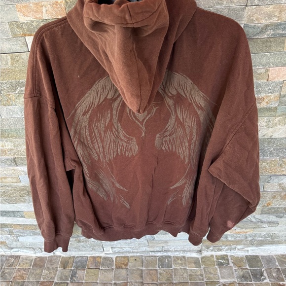 Divided Sweaters - Divided by H&M Brown Hoodie with Wing Design